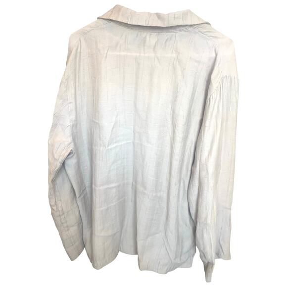 Minimalist Lagenlook Top Button Up Large Tan Jones New York Sheer Long Sleeves - Picture 3 of 8